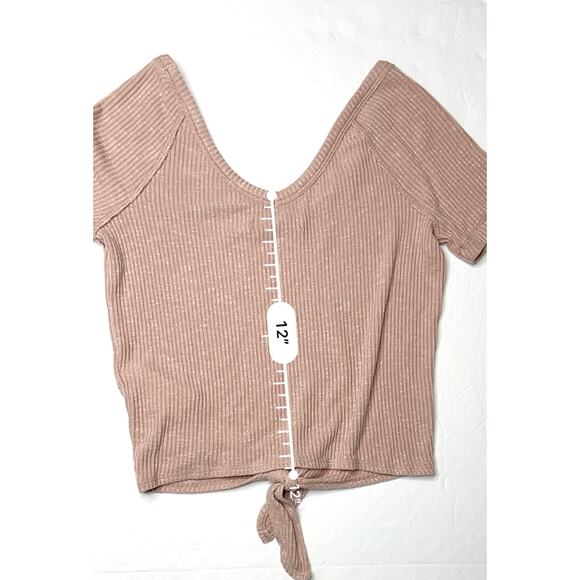 2/$20 Abercrombie & Fitch Tie Knot Front Ribbed Knit Peach Top XS Soft‎ Girl - Picture 7 of 10